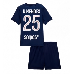 Paris Saint-Germain Nuno Mendes #25 Hjemmedraktsett Barn 2025-26 Kortermet (+ Korte bukser)