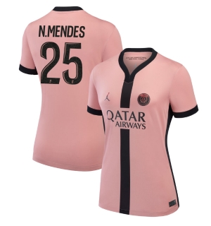 Paris Saint-Germain Nuno Mendes #25 Tredjedrakt Dame 2024-25 Kortermet