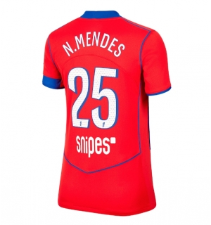 Paris Saint-Germain Nuno Mendes #25 Tredjedrakt Dame 2025-26 Kortermet