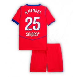 Paris Saint-Germain Nuno Mendes #25 Tredjedraktsett Barn 2025-26 Kortermet (+ Korte bukser)