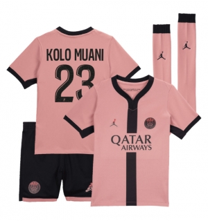 Paris Saint-Germain Randal Kolo Muani #23 Tredjedraktsett Barn 2024-25 Kortermet (+ Korte bukser)