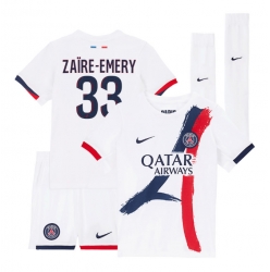 Paris Saint-Germain Warren Zaire-Emery #33 Bortedraktsett Barn 2025-26 Kortermet (+ Korte bukser)
