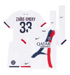 Paris Saint-Germain Warren Zaire-Emery #33 Bortedraktsett Barn 2025-26 Kortermet (+ Korte bukser)