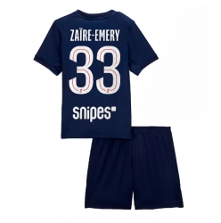 Paris Saint-Germain Warren Zaire-Emery #33 Hjemmedraktsett Barn 2025-26 Kortermet (+ Korte bukser)
