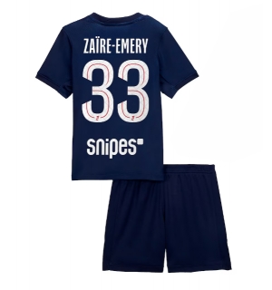 Paris Saint-Germain Warren Zaire-Emery #33 Hjemmedraktsett Barn 2025-26 Kortermet (+ Korte bukser)