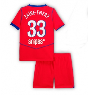 Paris Saint-Germain Warren Zaire-Emery #33 Tredjedraktsett Barn 2025-26 Kortermet (+ Korte bukser)