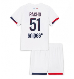 Paris Saint-Germain Willian Pacho #51 Bortedraktsett Barn 2025-26 Kortermet (+ Korte bukser)