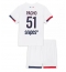 Paris Saint-Germain Willian Pacho #51 Bortedraktsett Barn 2025-26 Kortermet (+ Korte bukser)