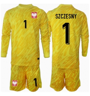 Polen Wojciech Szczesny #1 Keeper Hjemmedraktsett Barn EM 2024 Langermet (+ Korte bukser)