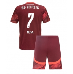 RB Leipzig Antonio Nusa #7 Bortedraktsett Barn 2024-25 Kortermet (+ Korte bukser)