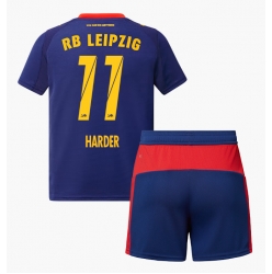 RB Leipzig Conrad Harder #11 Bortedraktsett Barn 2025-26 Kortermet (+ Korte bukser)
