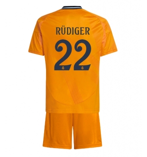 Real Madrid Antonio Rudiger #22 Bortedraktsett Barn 2024-25 Kortermet (+ Korte bukser)