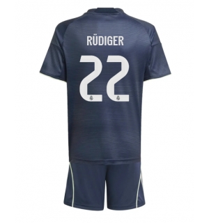 Real Madrid Antonio Rudiger #22 Bortedraktsett Barn 2025-26 Kortermet (+ Korte bukser)