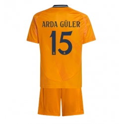 Real Madrid Arda Guler #15 Bortedraktsett Barn 2024-25 Kortermet (+ Korte bukser)