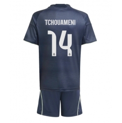 Real Madrid Aurelien Tchouameni #14 Bortedraktsett Barn 2025-26 Kortermet (+ Korte bukser)