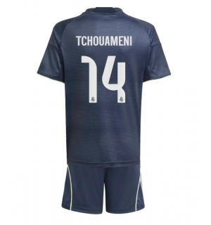 Real Madrid Aurelien Tchouameni #14 Bortedraktsett Barn 2025-26 Kortermet (+ Korte bukser)