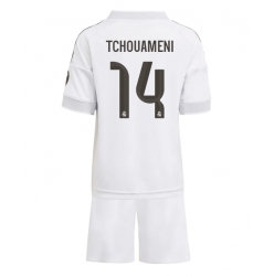 Real Madrid Aurelien Tchouameni #14 Hjemmedraktsett Barn 2025-26 Kortermet (+ Korte bukser)