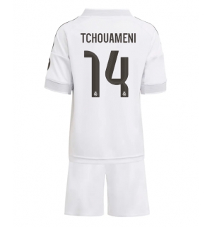 Real Madrid Aurelien Tchouameni #14 Hjemmedraktsett Barn 2025-26 Kortermet (+ Korte bukser)