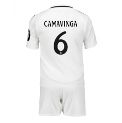 Real Madrid Eduardo Camavinga #6 Hjemmedraktsett Barn 2024-25 Kortermet (+ Korte bukser)