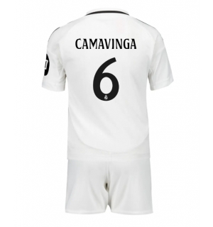 Real Madrid Eduardo Camavinga #6 Hjemmedraktsett Barn 2024-25 Kortermet (+ Korte bukser)