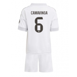 Real Madrid Eduardo Camavinga #6 Hjemmedraktsett Barn 2025-26 Kortermet (+ Korte bukser)
