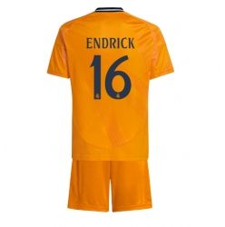 Real Madrid Endrick #16 Bortedraktsett Barn 2024-25 Kortermet (+ Korte bukser)
