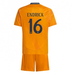 Real Madrid Endrick #16 Bortedraktsett Barn 2024-25 Kortermet (+ Korte bukser)