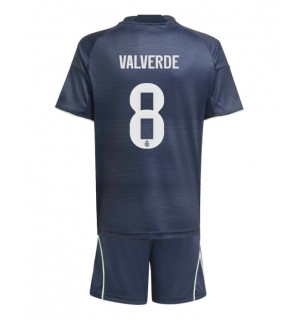 Real Madrid Federico Valverde #8 Bortedraktsett Barn 2025-26 Kortermet (+ Korte bukser)