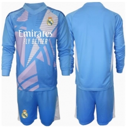Real Madrid Keeper Hjemmedraktsett Barn 2024-25 Langermet (+ Korte bukser)