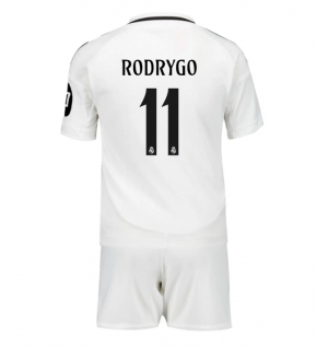 Real Madrid Rodrygo Goes #11 Hjemmedraktsett Barn 2024-25 Kortermet (+ Korte bukser)