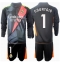 Real Madrid Thibaut Courtois #1 Keeper Bortedraktsett Barn 2024-25 Langermet (+ Korte bukser)