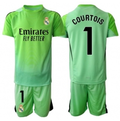 Real Madrid Thibaut Courtois #1 Keeper Bortedraktsett Barn 2025-26 Kortermet (+ Korte bukser)