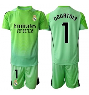 Real Madrid Thibaut Courtois #1 Keeper Bortedraktsett Barn 2025-26 Kortermet (+ Korte bukser)