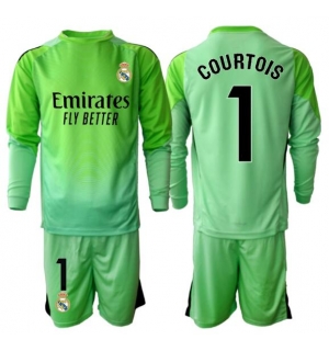 Real Madrid Thibaut Courtois #1 Keeper Bortedraktsett Barn 2025-26 Langermet (+ Korte bukser)