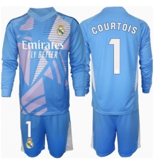 Real Madrid Thibaut Courtois #1 Keeper Hjemmedraktsett Barn 2024-25 Langermet (+ Korte bukser)