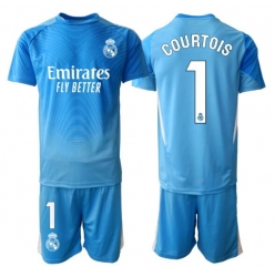 Real Madrid Thibaut Courtois #1 Keeper Hjemmedraktsett Barn 2025-26 Kortermet (+ Korte bukser)