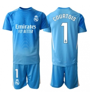 Real Madrid Thibaut Courtois #1 Keeper Hjemmedraktsett Barn 2025-26 Kortermet (+ Korte bukser)