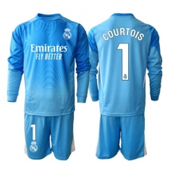 Real Madrid Thibaut Courtois #1 Keeper Hjemmedraktsett Barn 2025-26 Langermet (+ Korte bukser)