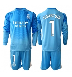 Real Madrid Thibaut Courtois #1 Keeper Hjemmedraktsett Barn 2025-26 Langermet (+ Korte bukser)