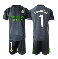 Real Madrid Thibaut Courtois #1 Keeper Tredjedraktsett Barn 2025-26 Kortermet (+ Korte bukser)