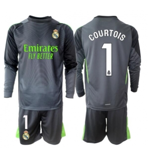 Real Madrid Thibaut Courtois #1 Keeper Tredjedraktsett Barn 2025-26 Langermet (+ Korte bukser)