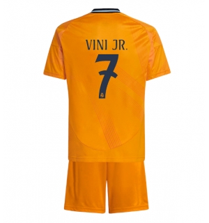 Real Madrid Vinicius Junior #7 Bortedraktsett Barn 2024-25 Kortermet (+ Korte bukser)