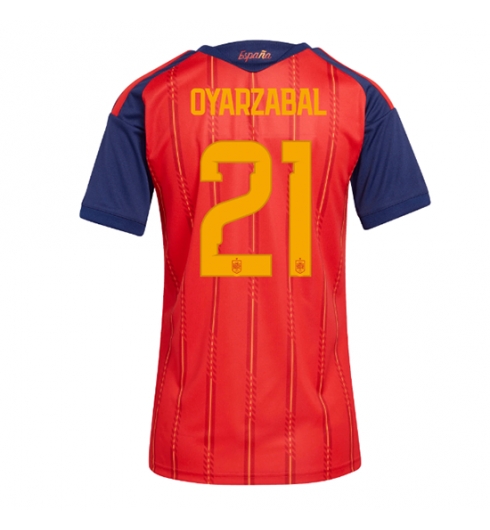 Spania Mikel Oyarzabal #21 Hjemmedrakt Dame VM 2026 Kortermet Spania Mikel Oyarzabal #21 Hjemmedrakt Dame VM 2026 Kortermet