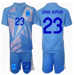 Spania Unai Simon #23 Keeper Hjemmedraktsett Barn EM 2024 Kortermet (+ Korte bukser)