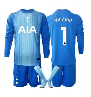 Tottenham Hotspur Guglielmo Vicario #1 Keeper Bortedraktsett Barn 2025-26 Langermet (+ Korte bukser)