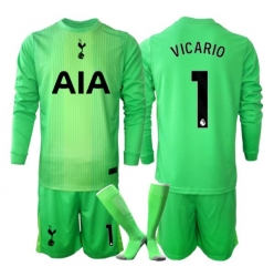 Tottenham Hotspur Guglielmo Vicario #1 Keeper Hjemmedraktsett Barn 2025-26 Langermet (+ Korte bukser)